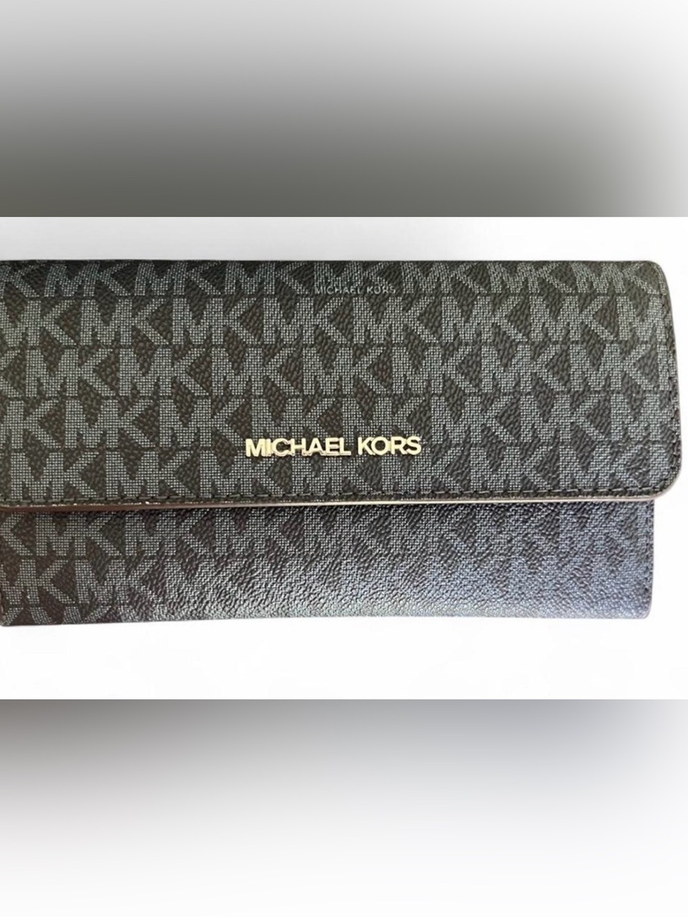 Michael Kors Navy Blue MK Logo Wallet with Gold Hardware